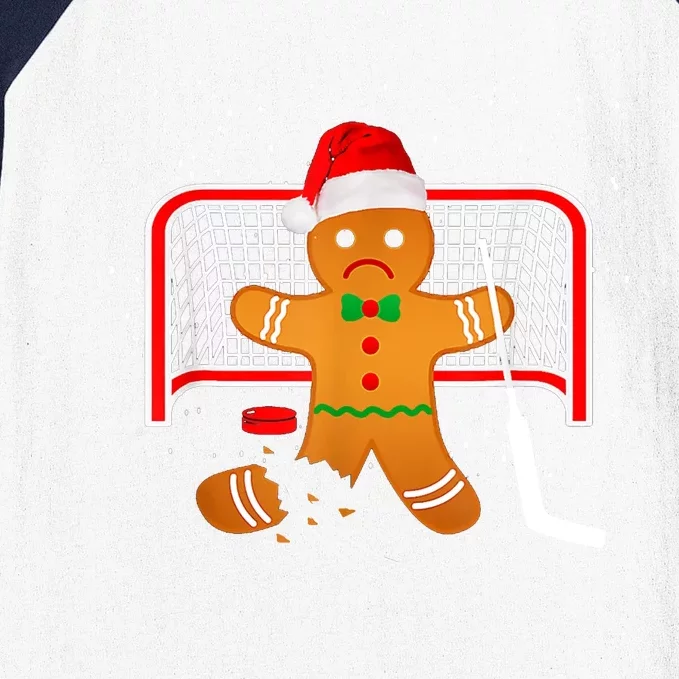 Hockey Goalie Funny Christmas Gingerbread Man Goalie Essential Baseball Sleeve Shirt