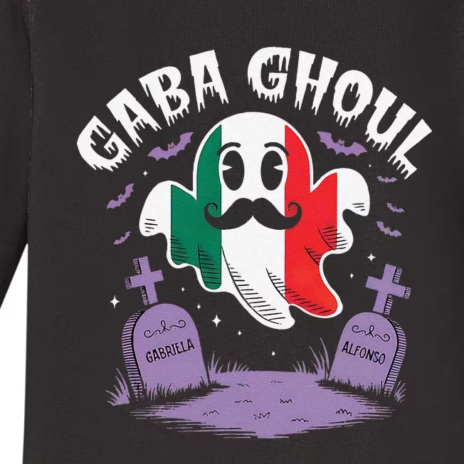 Halloween Graveyard Gaba Ghoul Ghost Funny Italian Gabagool Baby Long Sleeve Bodysuit