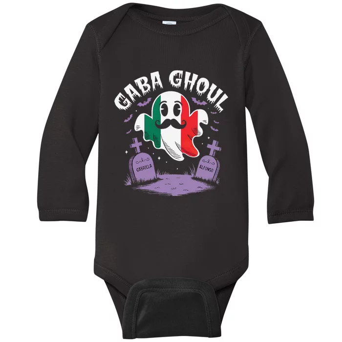 Halloween Graveyard Gaba Ghoul Ghost Funny Italian Gabagool Baby Long Sleeve Bodysuit