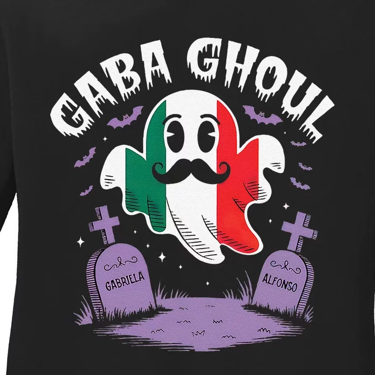 Halloween Graveyard Gaba Ghoul Ghost Funny Italian Gabagool Ladies Long Sleeve Shirt