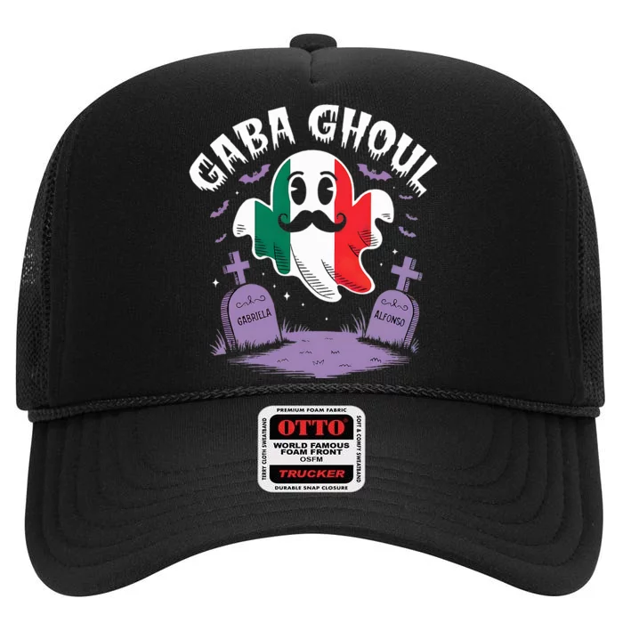 Halloween Graveyard Gaba Ghoul Ghost Funny Italian Gabagool High Crown Mesh Trucker Hat