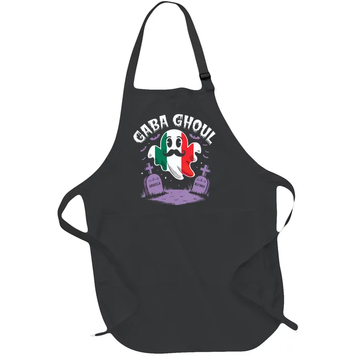 Halloween Graveyard Gaba Ghoul Ghost Funny Italian Gabagool Full-Length Apron With Pocket