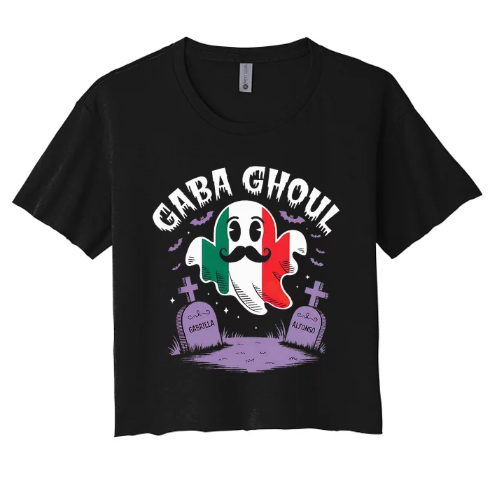 Halloween Graveyard Gaba Ghoul Ghost Funny Italian Gabagool Women's Crop Top Tee