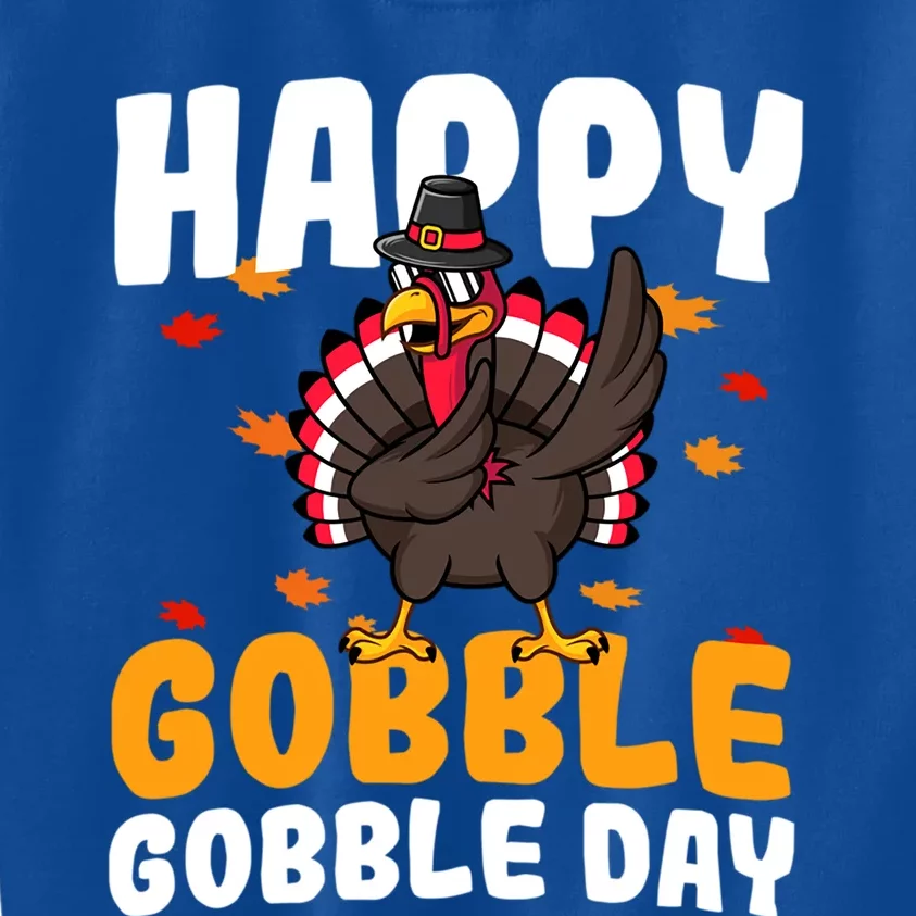 Happy Gobble Gobble Day Thanksgiving Dabbing Turkey Pilgrim Cute Gift Kids Sweatshirt