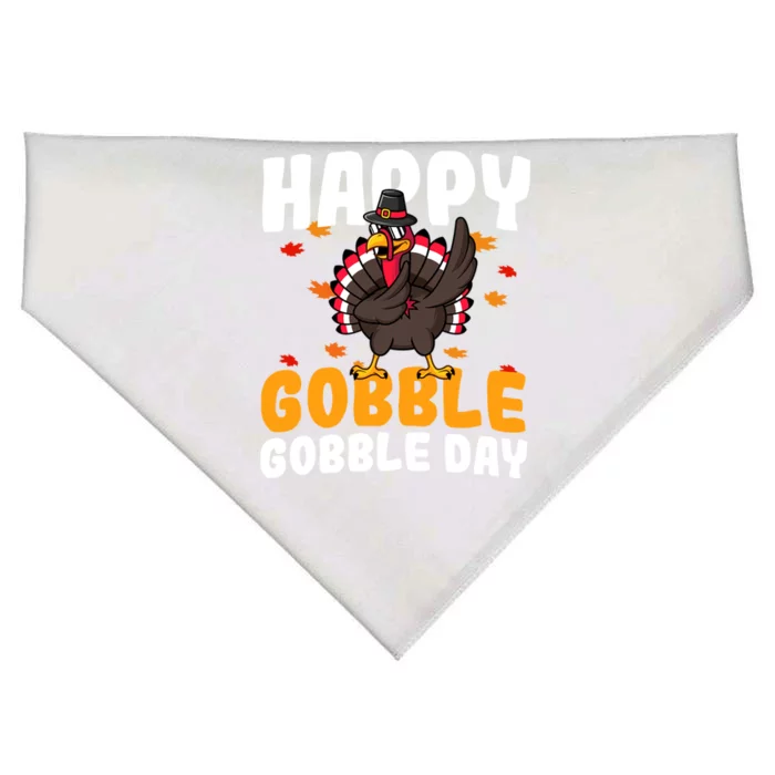 Happy Gobble Gobble Day Thanksgiving Dabbing Turkey Pilgrim Cute Gift USA-Made Doggie Bandana