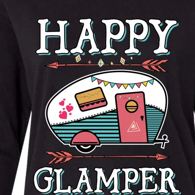 Happy Glamper Gift Outdoor Glamping Camping Men Women Gift Womens Cotton Relaxed Long Sleeve T-Shirt