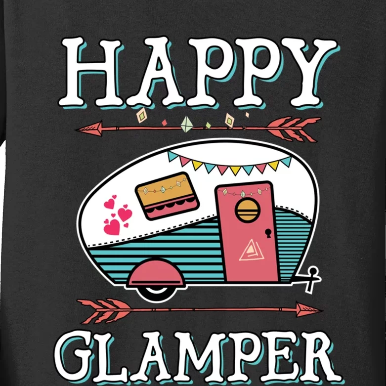 Happy Glamper Gift Outdoor Glamping Camping Men Women Gift Kids Long Sleeve Shirt