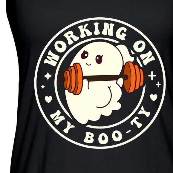 Halloween Ghost Gym Working On My Booty Ladies Essential Flowy Tank