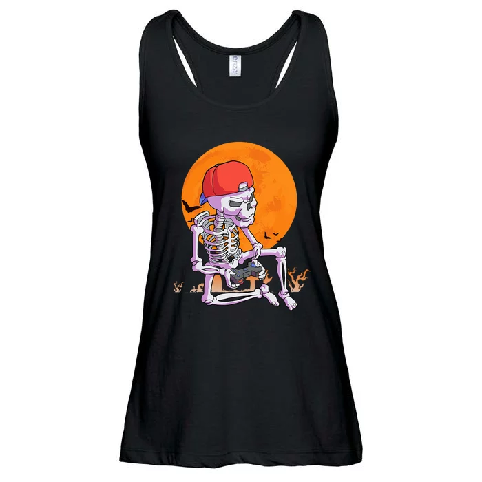 Halloween Gamer Gaming Skeleton Ladies Essential Flowy Tank