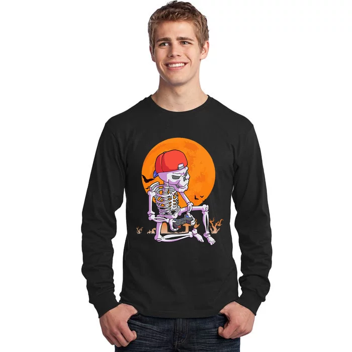 Halloween Gamer Gaming Skeleton Tall Long Sleeve T-Shirt