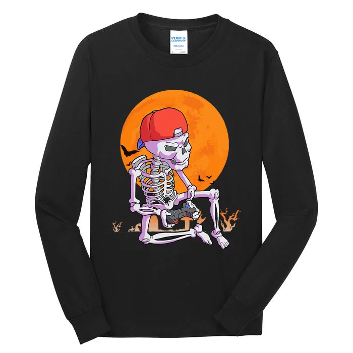 Halloween Gamer Gaming Skeleton Tall Long Sleeve T-Shirt