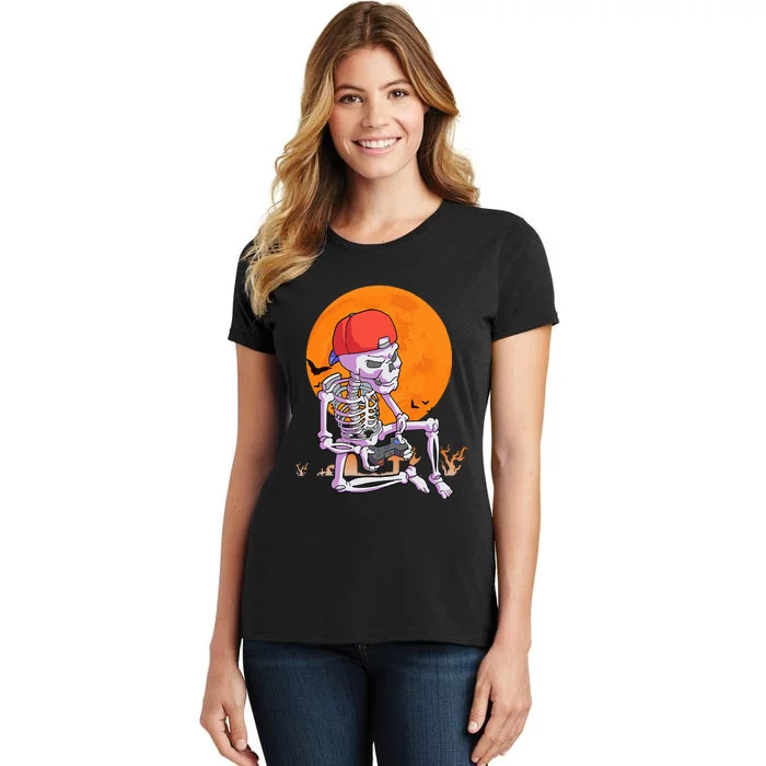 Halloween Gamer Gaming Skeleton Women's T-Shirt