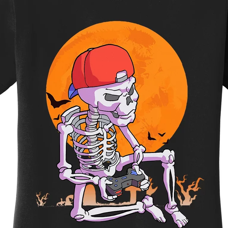 Halloween Gamer Gaming Skeleton Women's T-Shirt