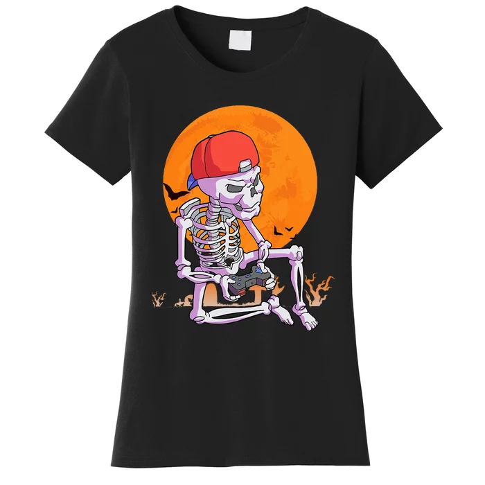 Halloween Gamer Gaming Skeleton Women's T-Shirt