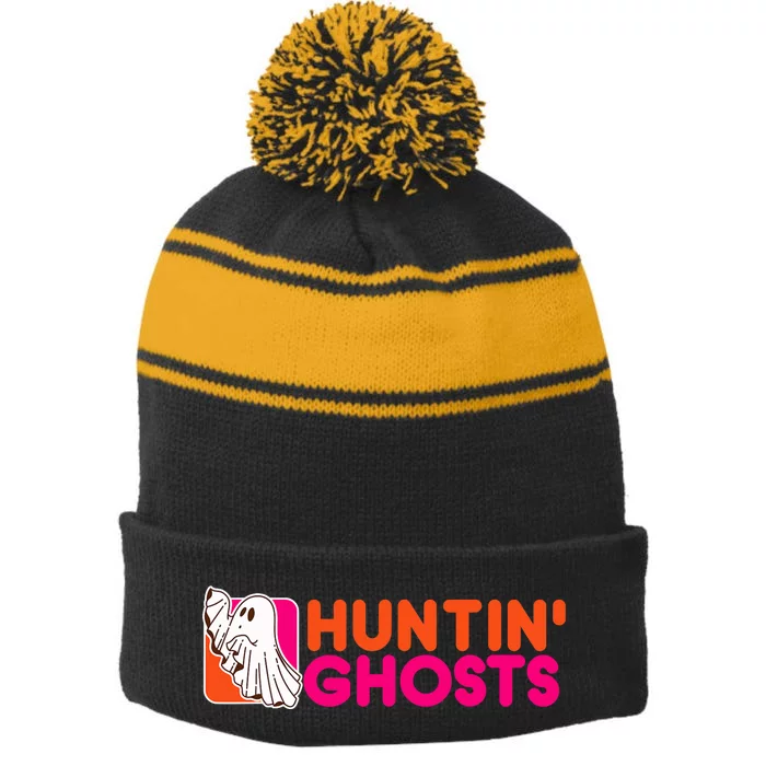 Hunting Ghosts Ghost Hunter Paranormal Activity Halloween Stripe Pom Pom Beanie