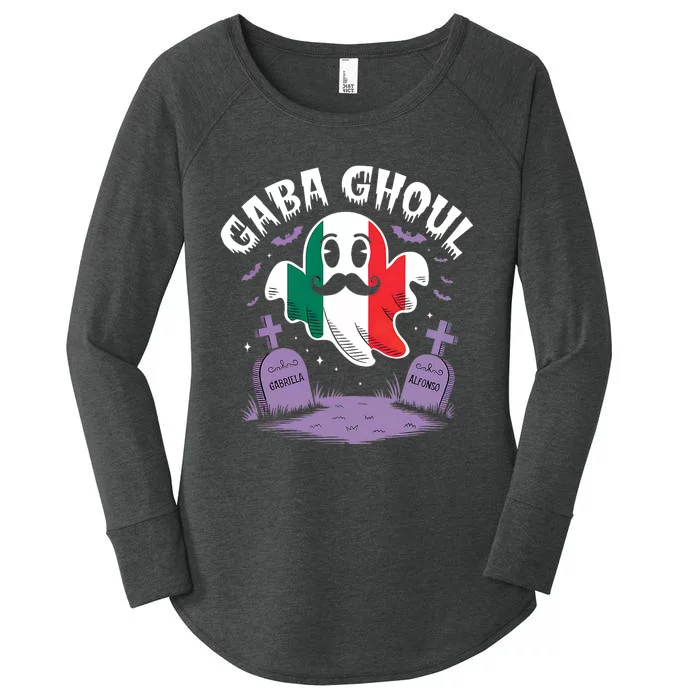 Halloween Graveyard Gaba Ghoul Ghost Funny Italian Gabagool Women's Perfect Tri Tunic Long Sleeve Shirt