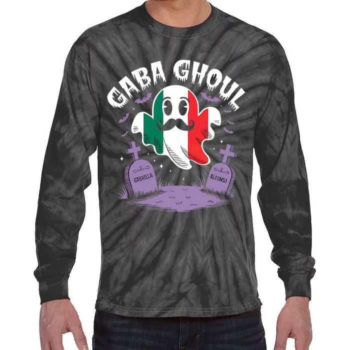 Halloween Graveyard Gaba Ghoul Ghost Funny Italian Gabagool Tie-Dye Long Sleeve Shirt