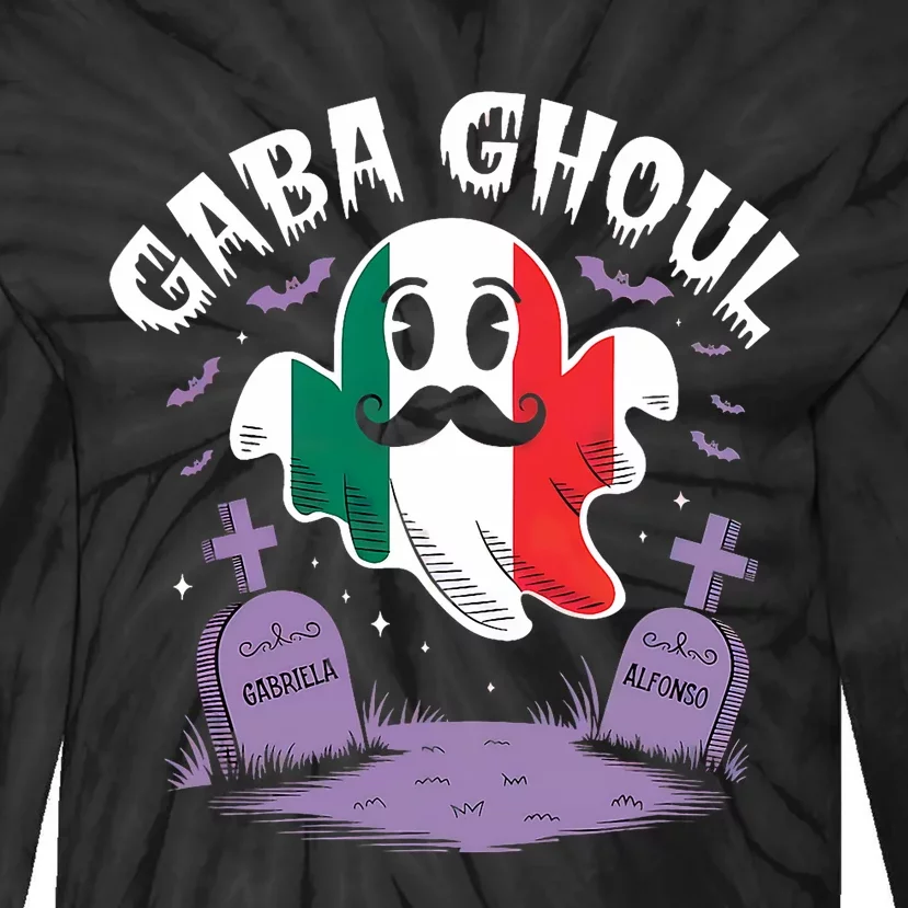 Halloween Graveyard Gaba Ghoul Ghost Funny Italian Gabagool Tie-Dye Long Sleeve Shirt