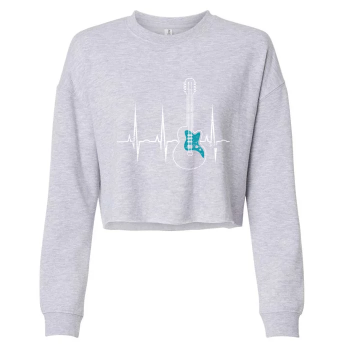 Heartbeat Guitarist Guitar Meaningful Gift Cropped Pullover Crew