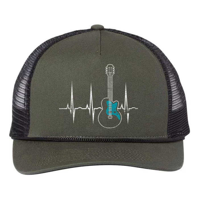 Heartbeat Guitarist Guitar Great Gift Retro Rope Trucker Hat Cap