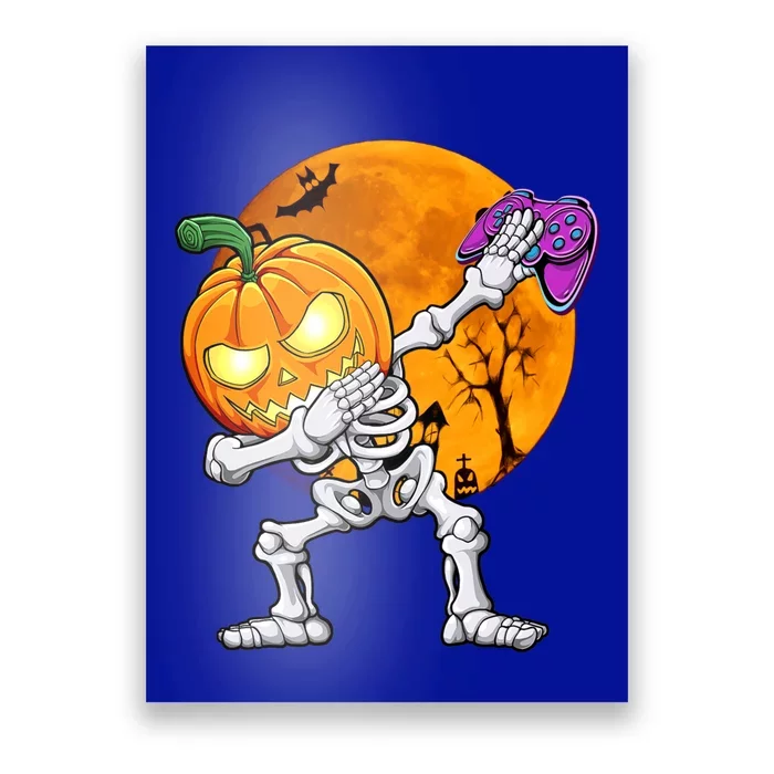 Halloween Gamer Gaming Dabbing Skeleton Gift Poster