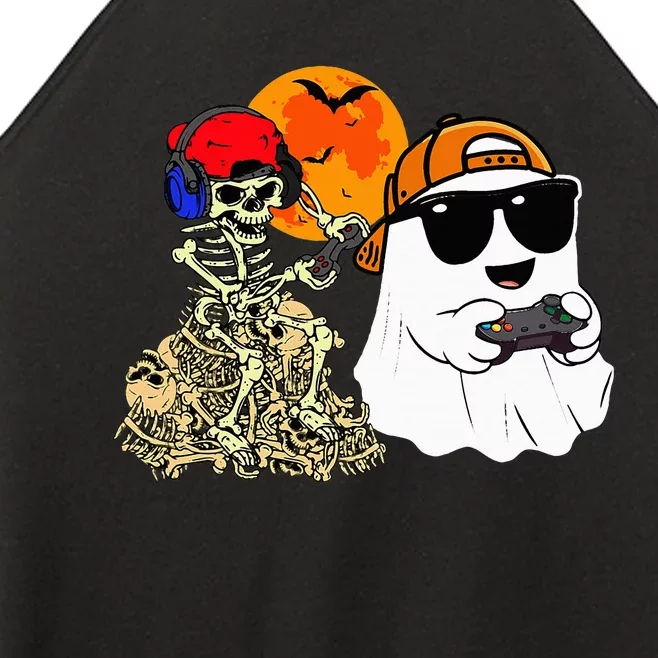 Halloween Ghost Gaming Scary Skeleton Gamer Women’s Perfect Tri Rocker Tank