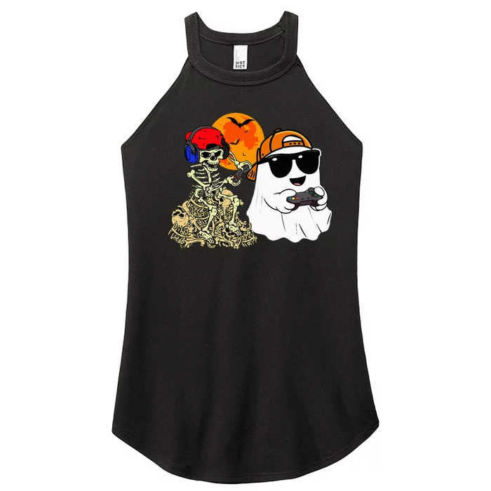 Halloween Ghost Gaming Scary Skeleton Gamer Women’s Perfect Tri Rocker Tank