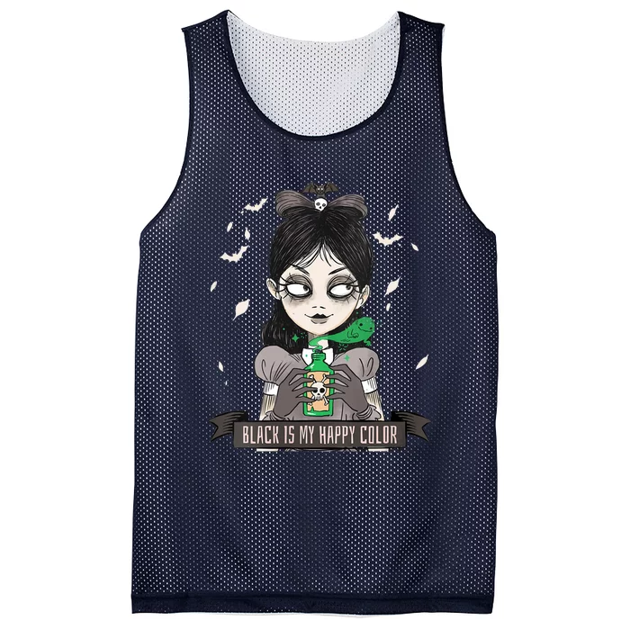 Halloween Gothic Grunge Alt Emo Girl Black Is My Happy Color Mesh Reversible Basketball Jersey Tank