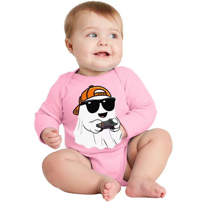 Halloween Ghost Gamer Scary Costume Gaming Gift Baby Long Sleeve Bodysuit