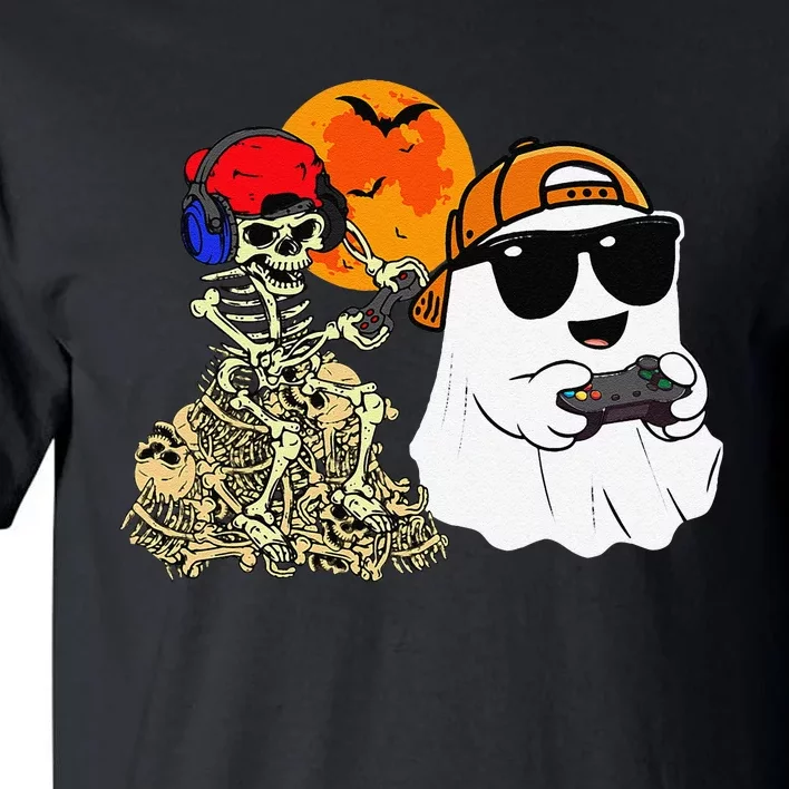 Halloween Ghost Gaming Scary Skeleton Gamer Gift Tall T-Shirt