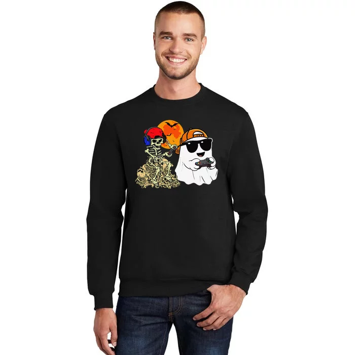 Halloween Ghost Gaming Scary Skeleton Gamer Gift Tall Sweatshirt