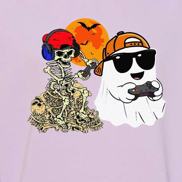 Halloween Ghost Gaming Scary Skeleton Gamer Gift Garment-Dyed Sweatshirt