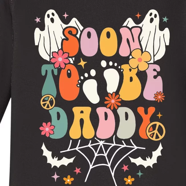 Halloween Groovy Ghost Soon to Be Daddy Halloween Pregnancy Baby Long Sleeve Bodysuit