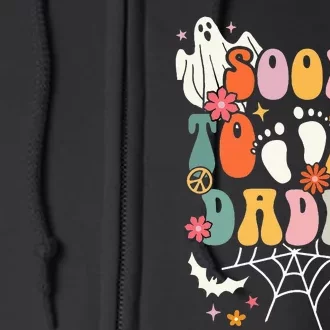 Halloween Groovy Ghost Soon to Be Daddy Halloween Pregnancy Full Zip Hoodie