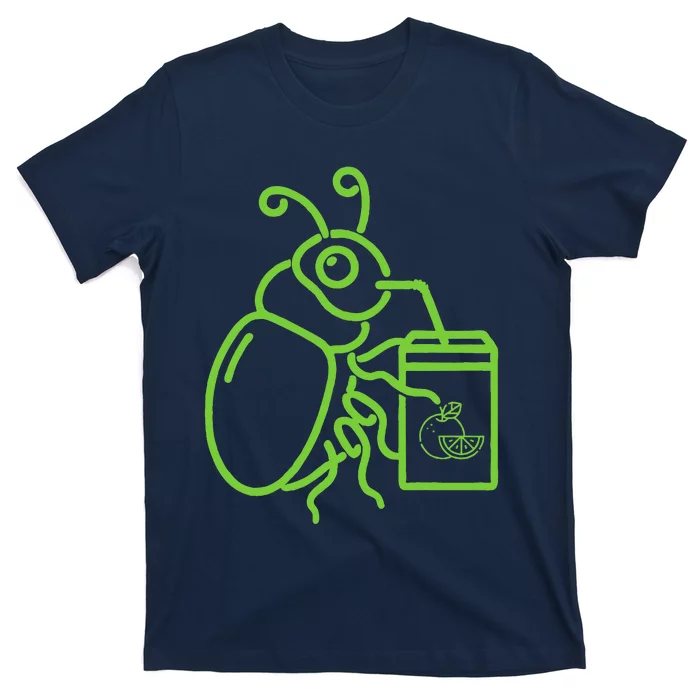 Halloween Graphic Green Halloween Beetle Drink Juice T-Shirt