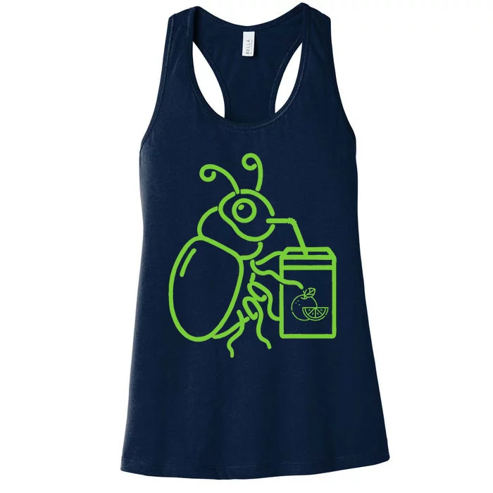 Halloween Graphic Green Halloween Beetle Drink Juice Women's Racerback Tank