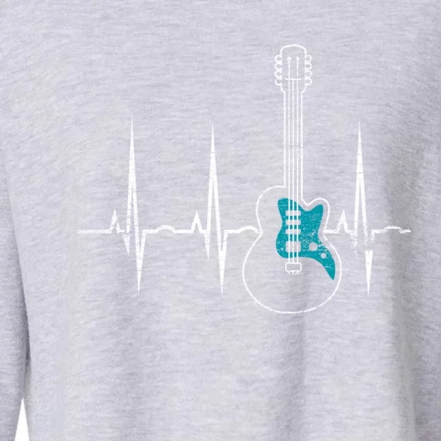 Heartbeat Guitarist Guitar Gift Cropped Pullover Crew