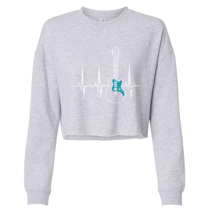 Heartbeat Guitarist Guitar Gift Cropped Pullover Crew