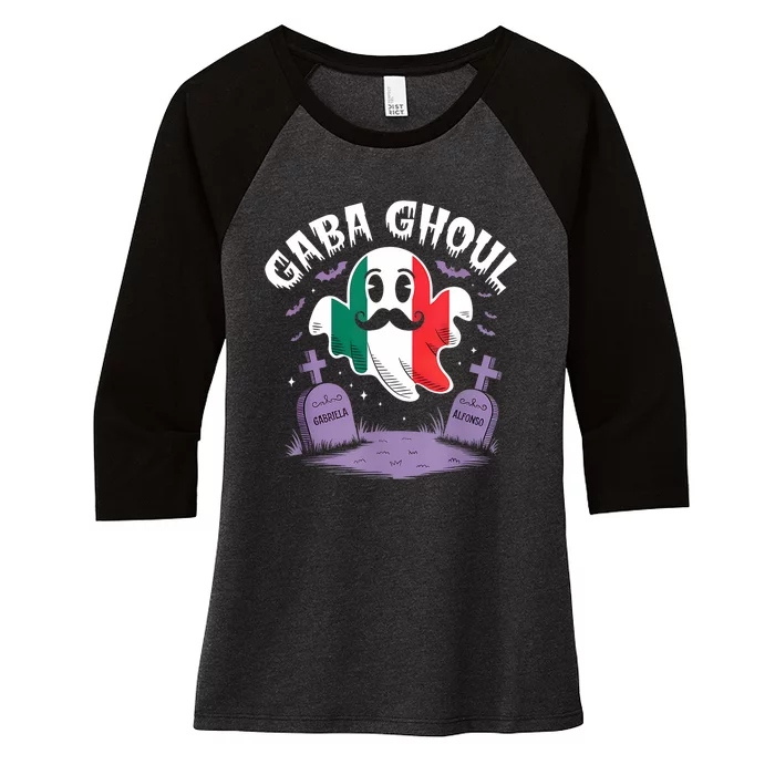 Halloween Graveyard Gaba Ghoul Ghost Funny Italian Gabagool Women's Tri-Blend 3/4-Sleeve Raglan Shirt