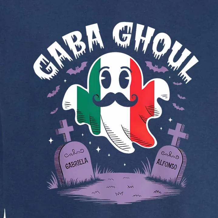 Halloween Graveyard Gaba Ghoul Ghost Funny Italian Gabagool Garment-Dyed Sweatshirt