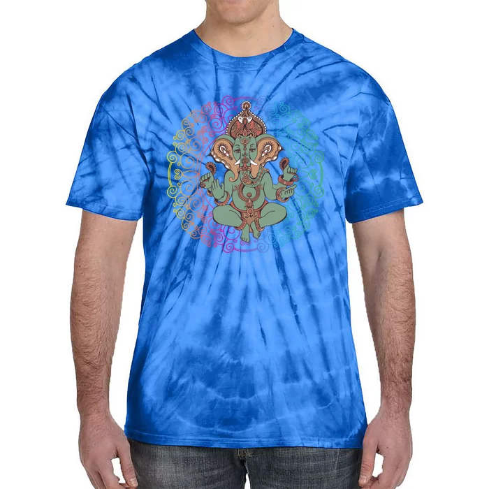 Hindu God Ganesha Ganesh Elephant Dala Yoga Meditation Funny Gift Tie-Dye T-Shirt