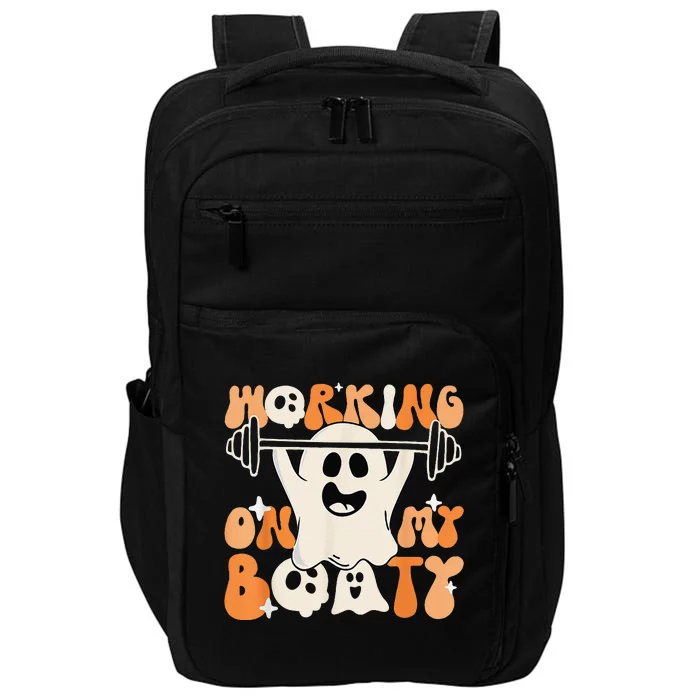 Halloween Gym Ghost Workout Funny Working On My Booty Retro Impact Tech Backpack