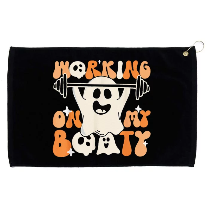 Halloween Gym Ghost Workout Funny Working On My Booty Retro Grommeted Golf Towel