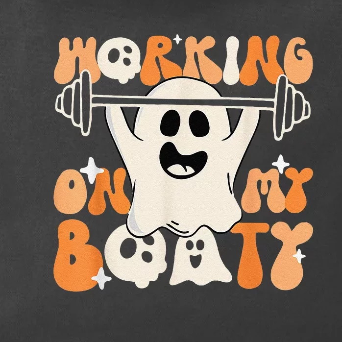 Halloween Gym Ghost Workout Funny Working On My Booty Retro Zip Tote Bag