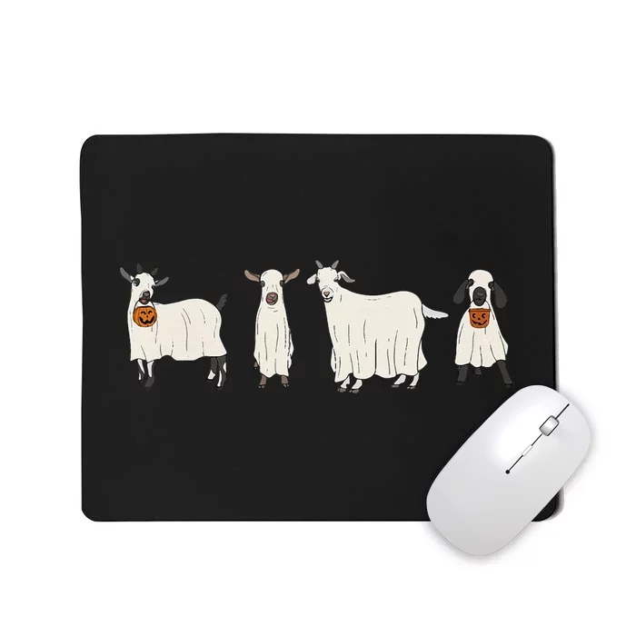 Halloween Ghost Goat Spooky Season Goat Farm Animal Mousepad