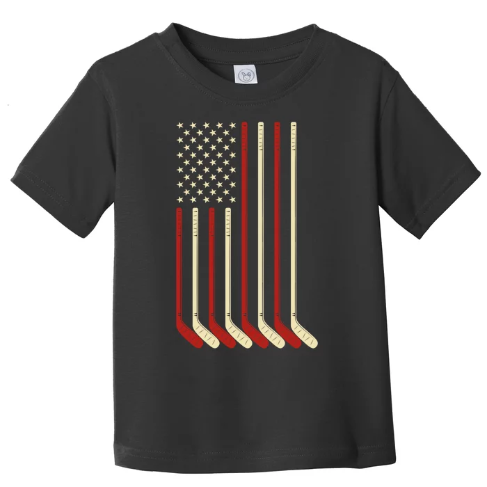 Hockey Goalie Gift Usa Flag Hockey Stick Ice Hockey Gift Toddler T-Shirt