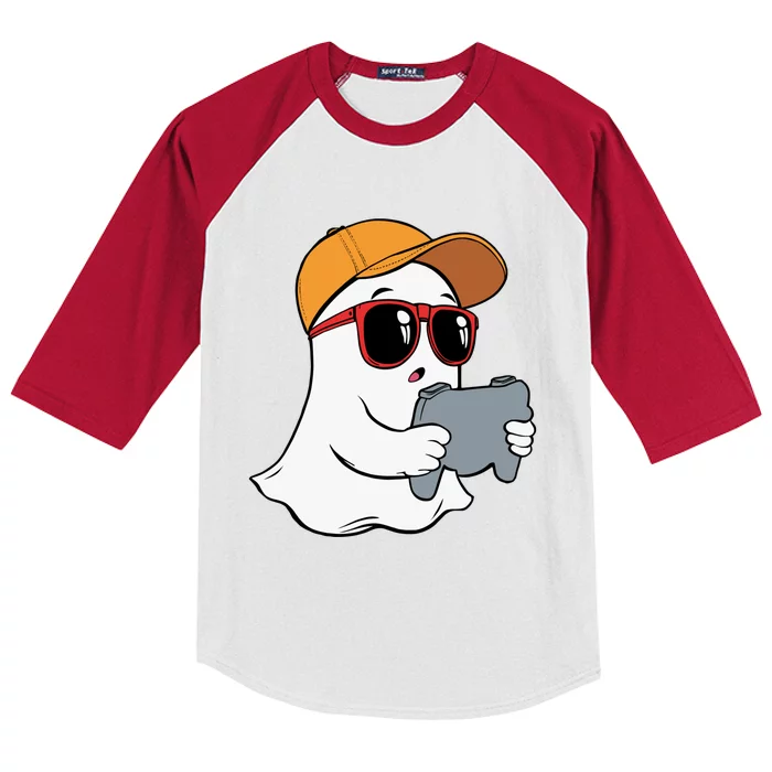 Halloween Ghost Gamer Scary Costume Gaming Gift Kids Colorblock Raglan Jersey