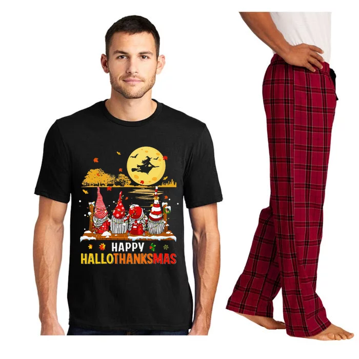 Halloween Gnomes Happy HalloThanksMas Thanksgiving Christmas Pajama Set