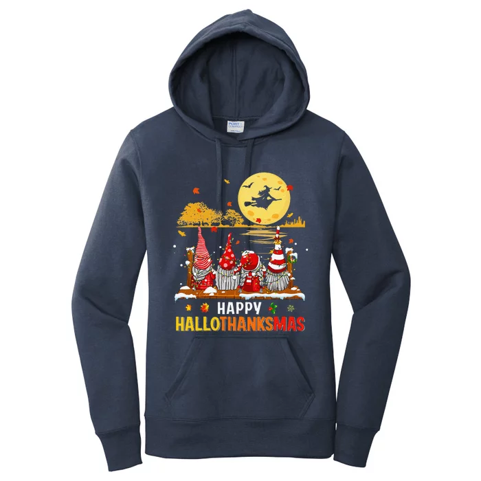 Halloween Gnomes Happy HalloThanksMas Thanksgiving Christmas Women's Pullover Hoodie