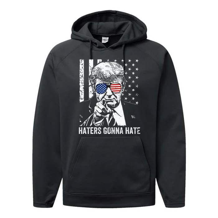 Haters Gonna Hate President Donald Trump Middle Finger Performance Fleece Hoodie